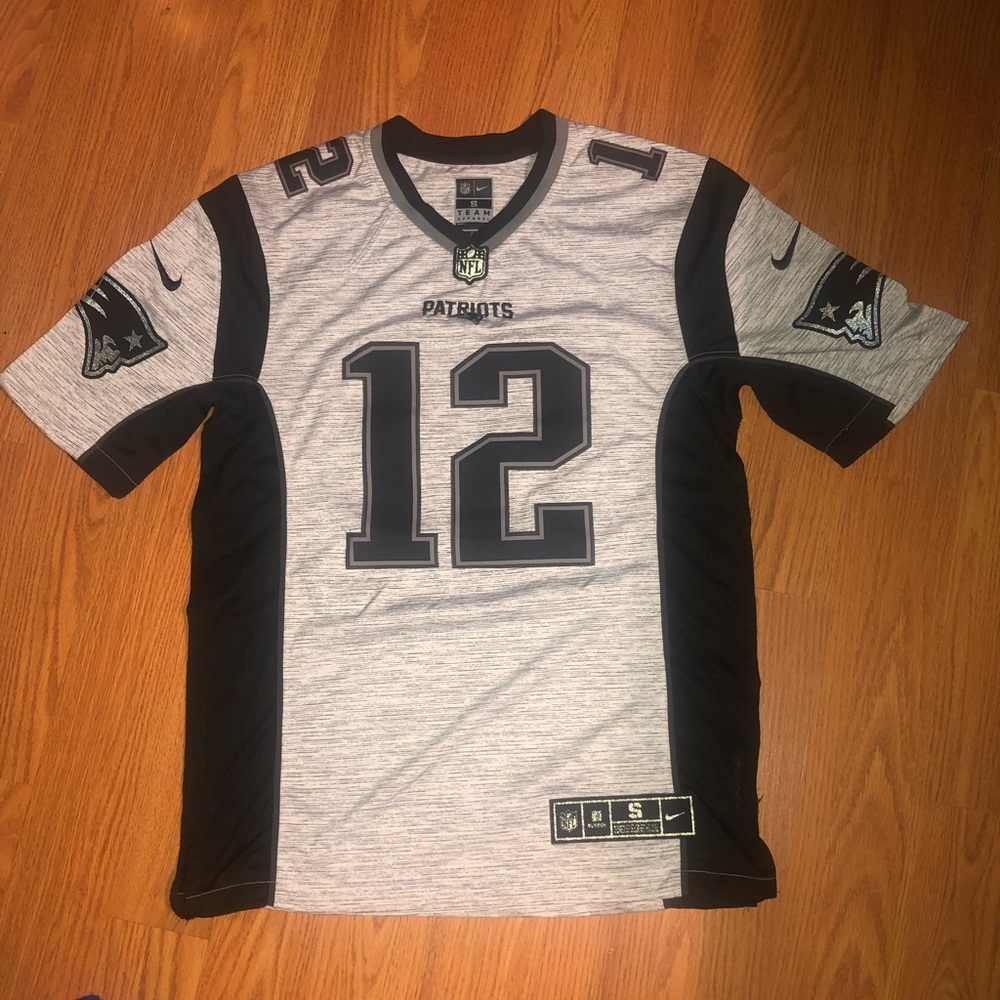Tom Brady Grey & Black New England Patriots Stitched Jersey